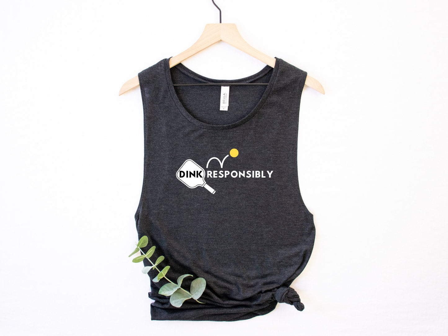 Dink Responsibly Pickleball Tank Top | Punny Pickleball Tee | Women's Flowy Scoop Muscle Tank | Best Pickleball Gift | Ladies Sports Apparel