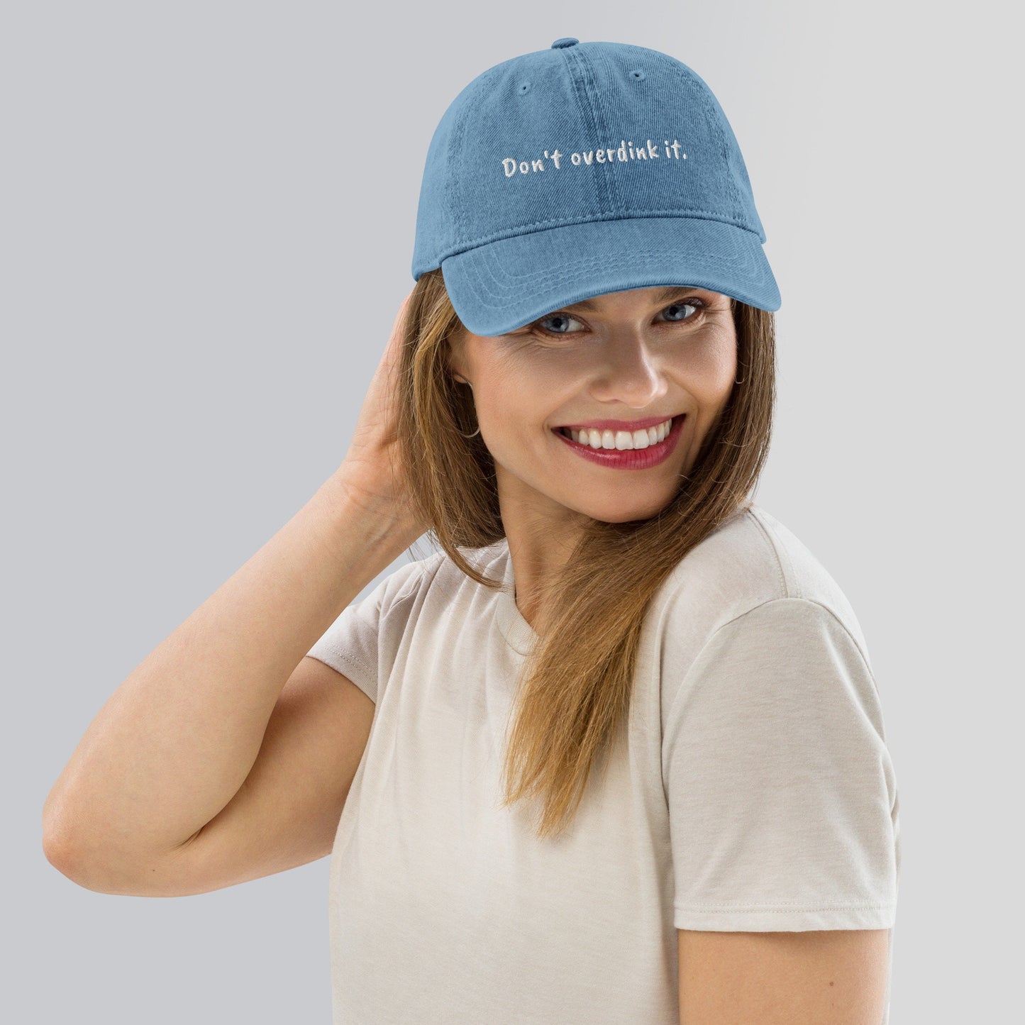 Don't Overdink It Denim Hat | Punny Pickleball Hats | Cute Pickleball Cap | Modern Pickleball Apparel | Best Pickleball Gifts | Unisex Hat