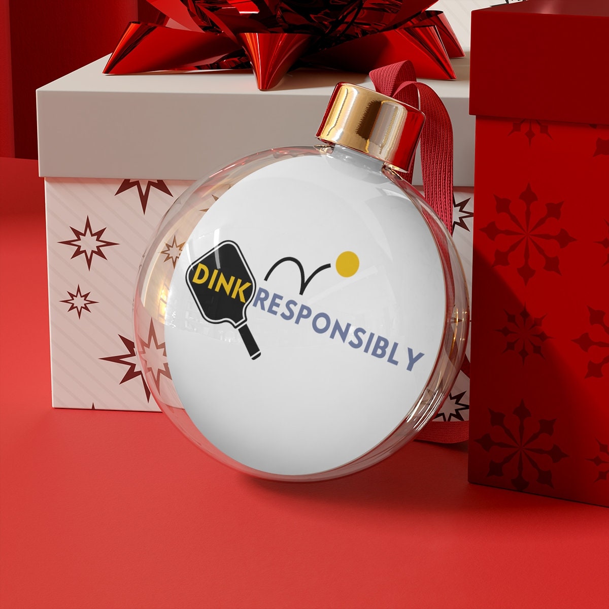 Dink Responsibly Pickleball Ornament for Christmas | Pickle Ball Holiday Gifts | Christmas Baubles | Xmas Decorations for Pickle