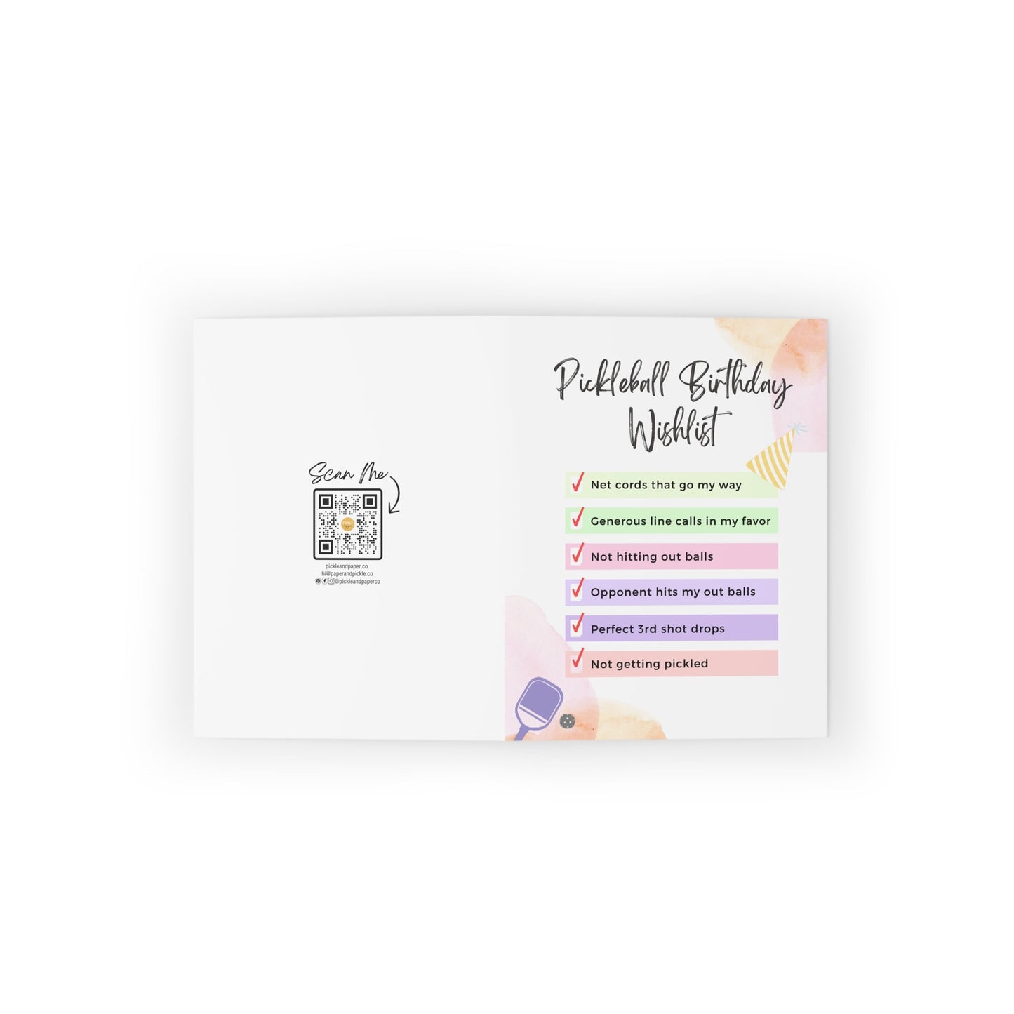 Pickleball Birthday Wishlist Greeting Card