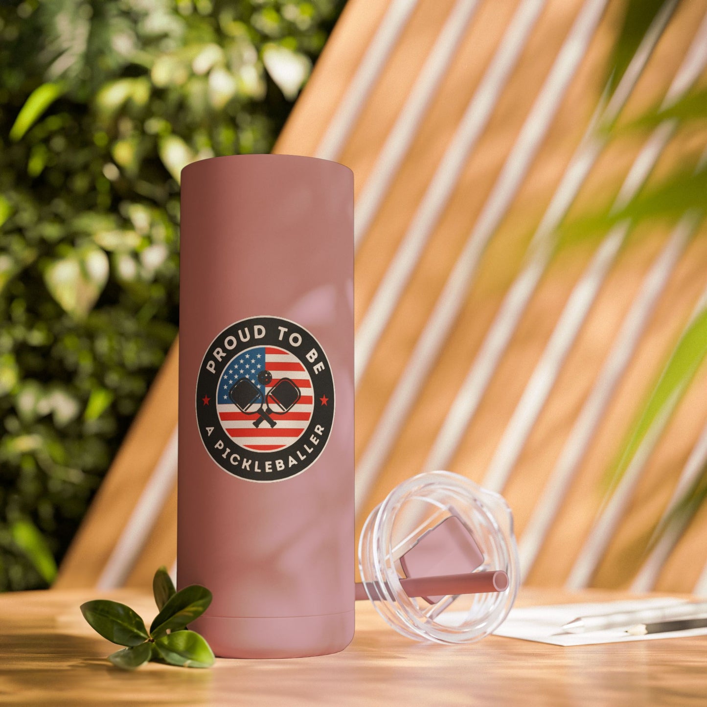 Proud to Be a Pickleballer Skinny Matte Tumbler | Pickleball Water Bottle (20oz)