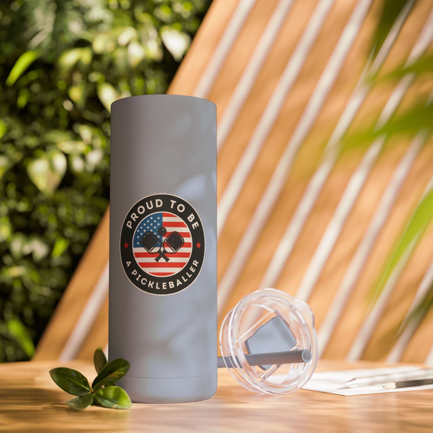 Proud to Be a Pickleballer Skinny Matte Tumbler | Pickleball Water Bottle (20oz)