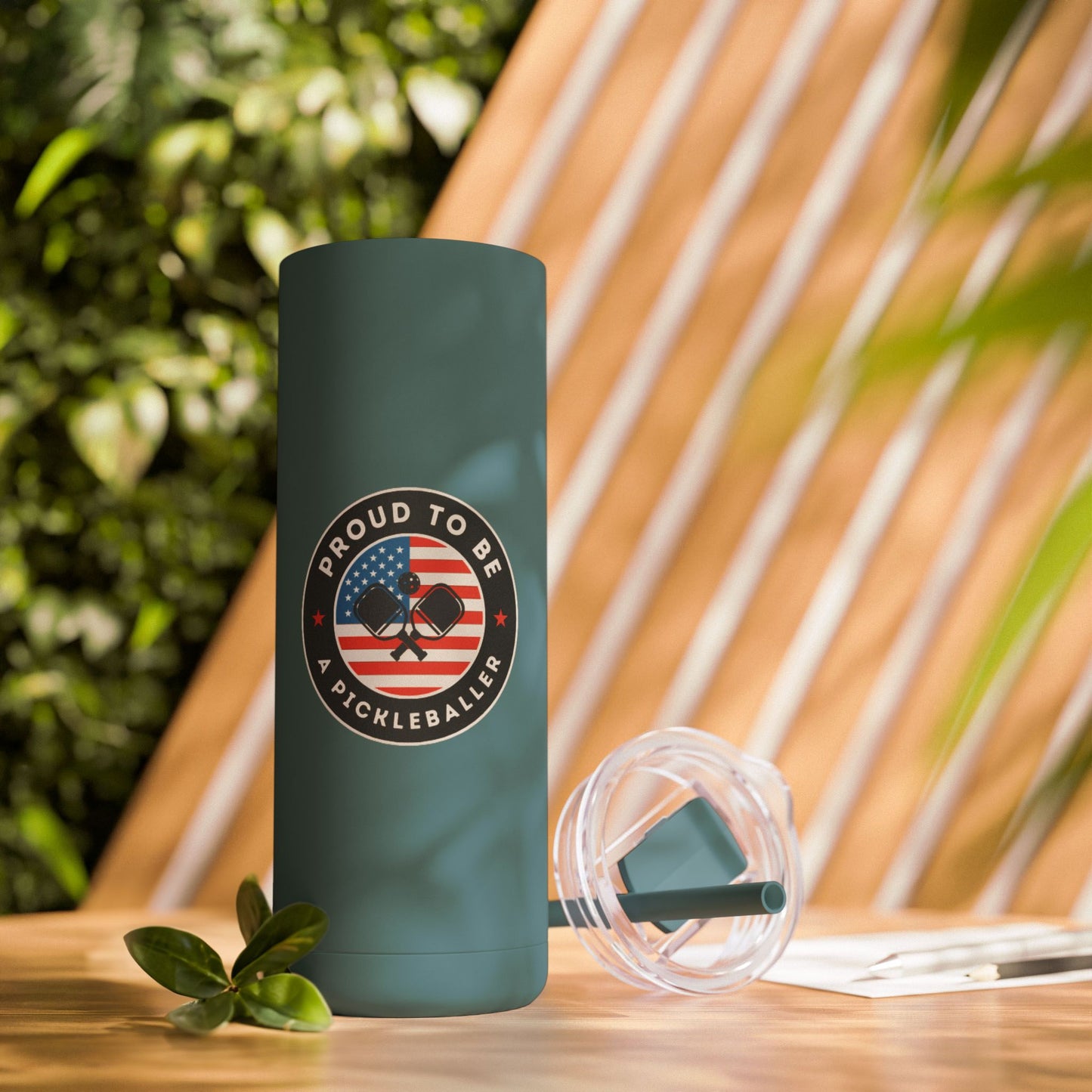 Proud to Be a Pickleballer Skinny Matte Tumbler | Pickleball Water Bottle (20oz)