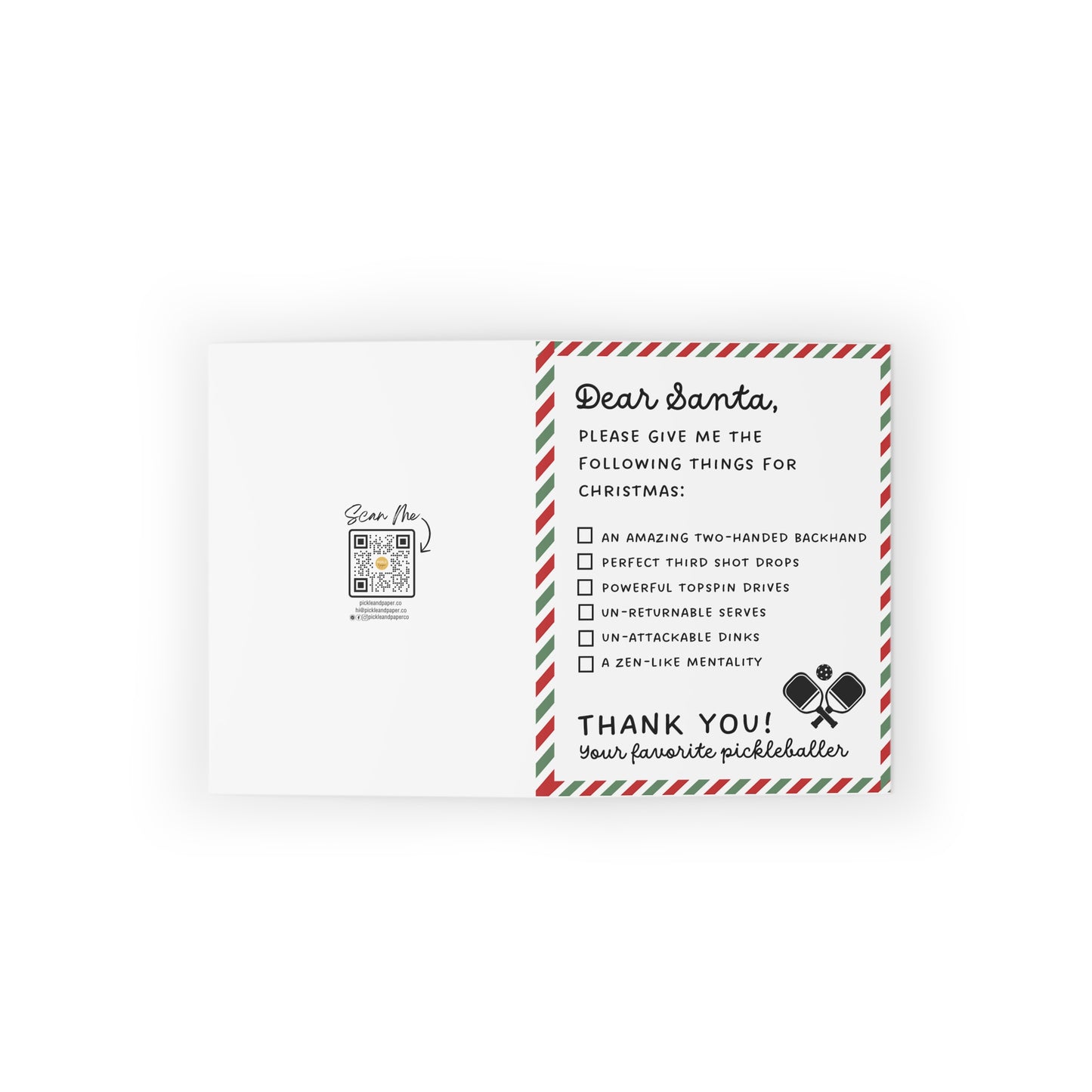 Dear Santa Pickleball Christmas Card