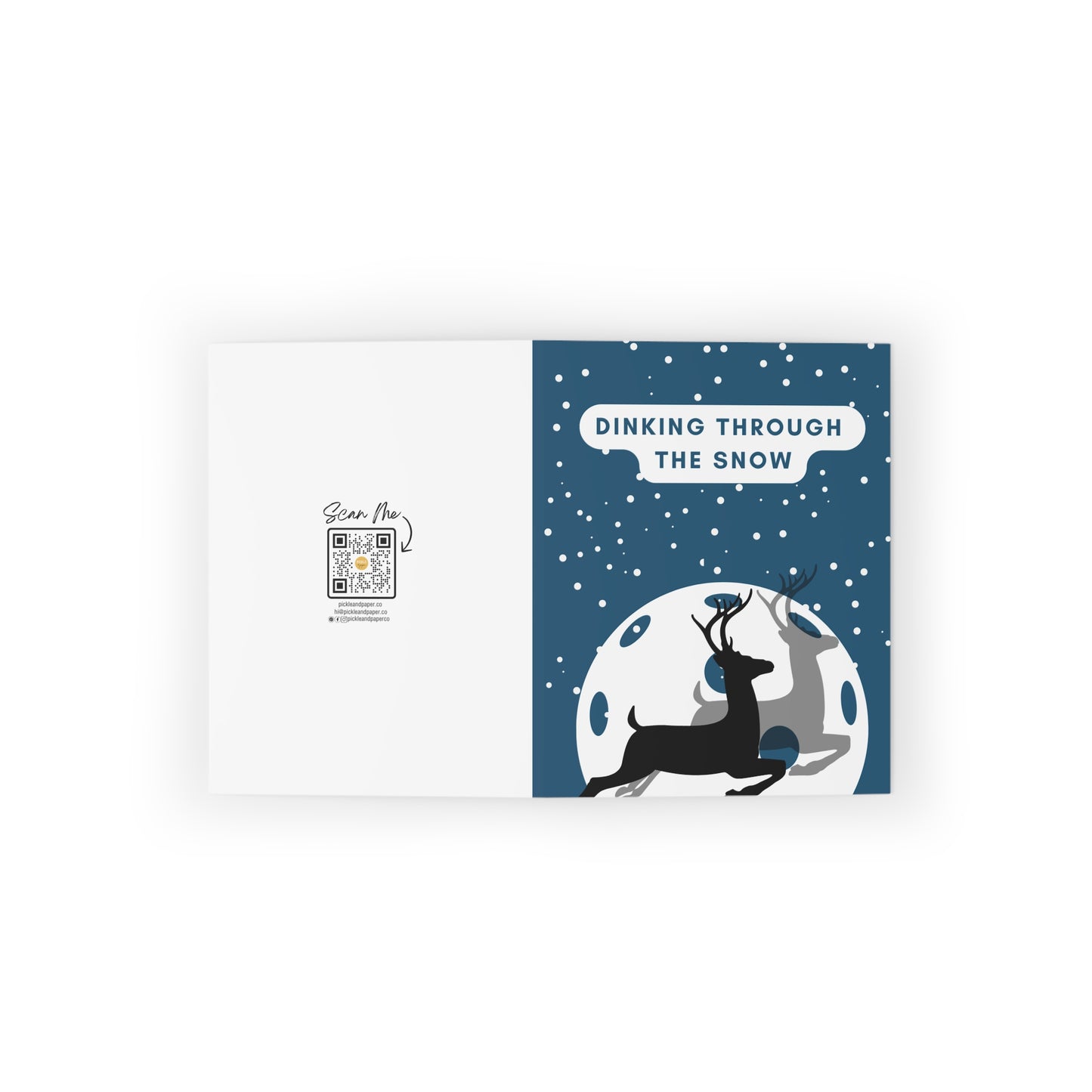 Dinking Through the Snow Punny Pickleball Holiday Card