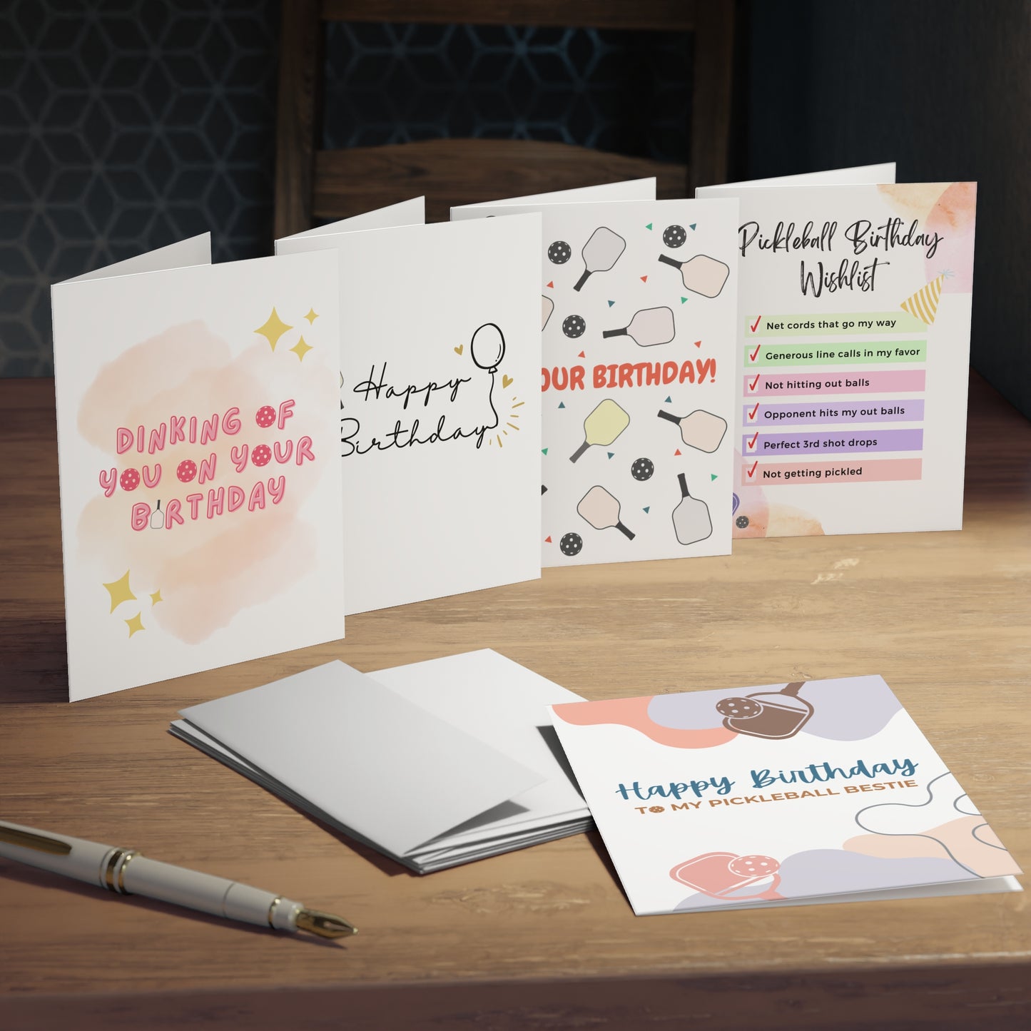 Pickleball Birthday Greeting Card Bundle Gift Set (Pack of 5)