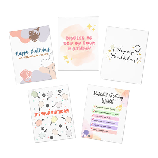 Pickleball Birthday Greeting Card Bundle Gift Set (Pack of 5)