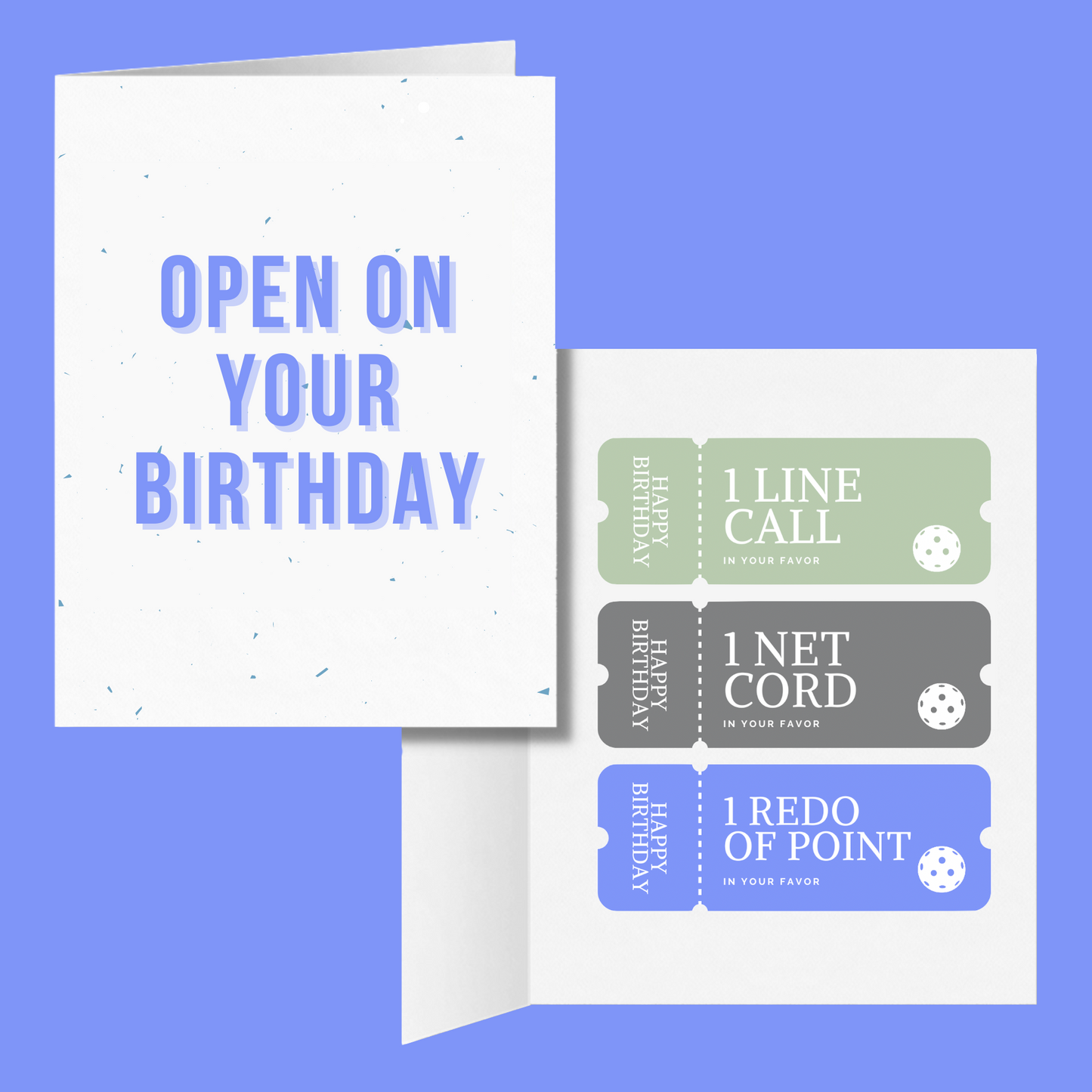 Open On Your Birthday Pickleball Coupon Voucher Greeting Card