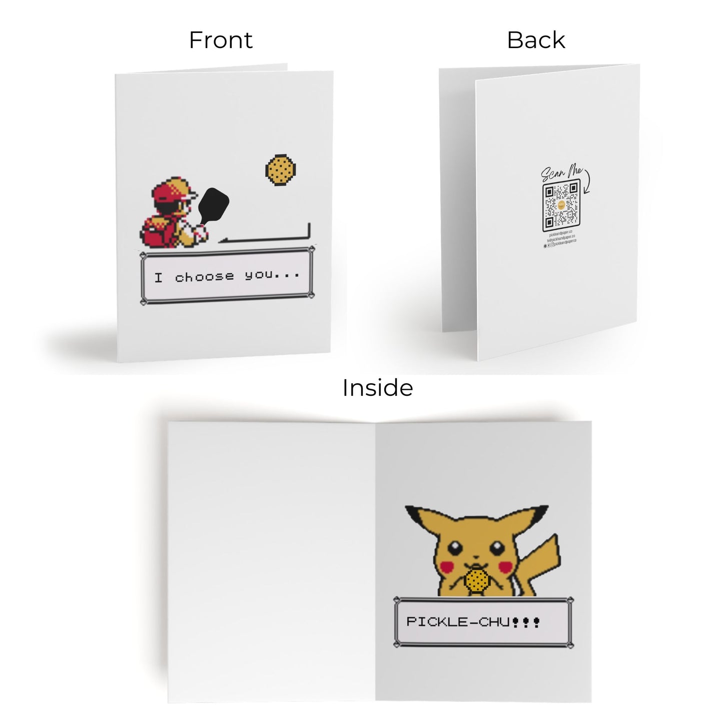 I Choose You Pickle-Chu Pokemon Pickleball Greeting Card