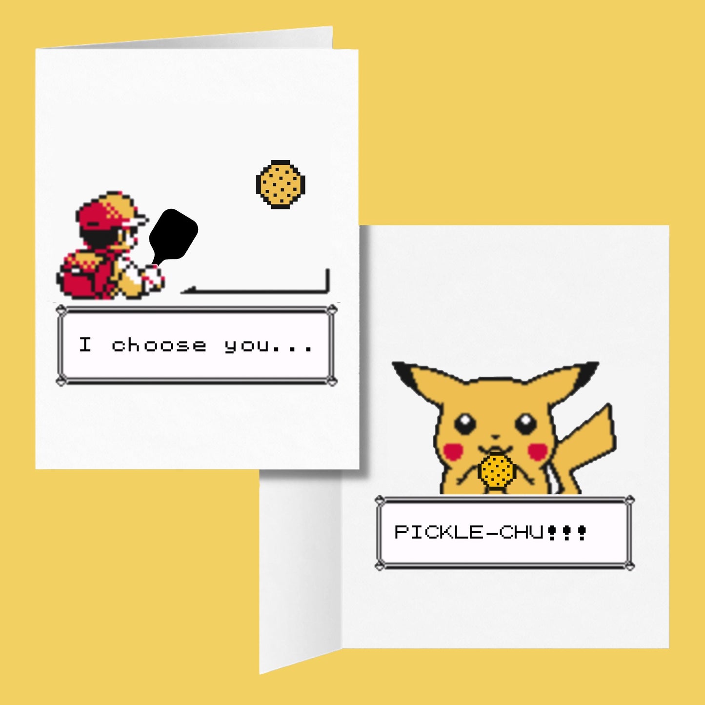 I Choose You Pickle-Chu Pokemon Pickleball Greeting Card