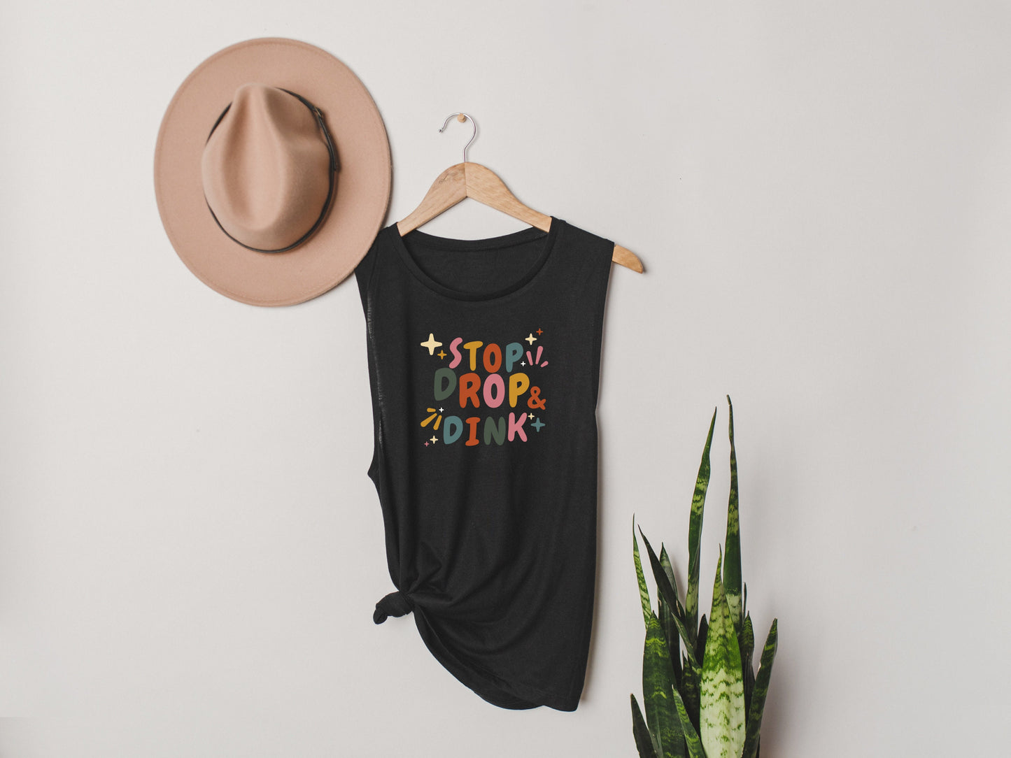 Stop, Drop & Dink Pickleball Tank Top | Pickleball Tees | Women's Flowy Scoop Muscle Tank | Best Pickleball Gifts