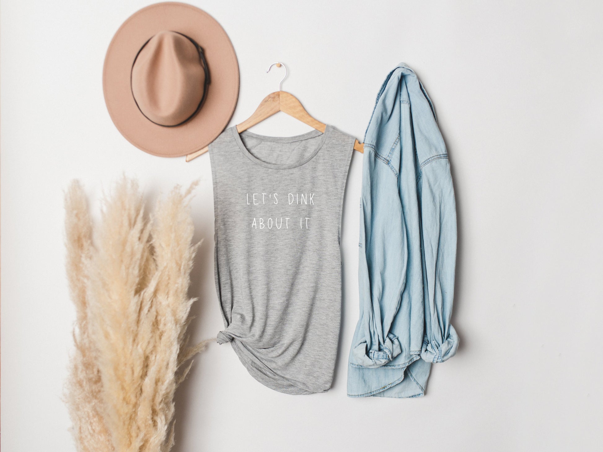 Let's Dink About It Pickleball Tank Top | Pickleball Tees & Shirts | Women's Flowy Scoop Muscle Tank | Pickleball Puns and Gifts