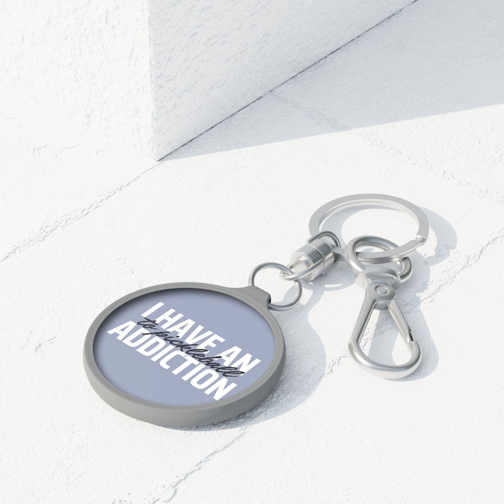 I Have an Addiction to Pickleball Keychain | Funny Pickleball Gifts | Round Keyring Tag for Keys | Pickleball Accessories