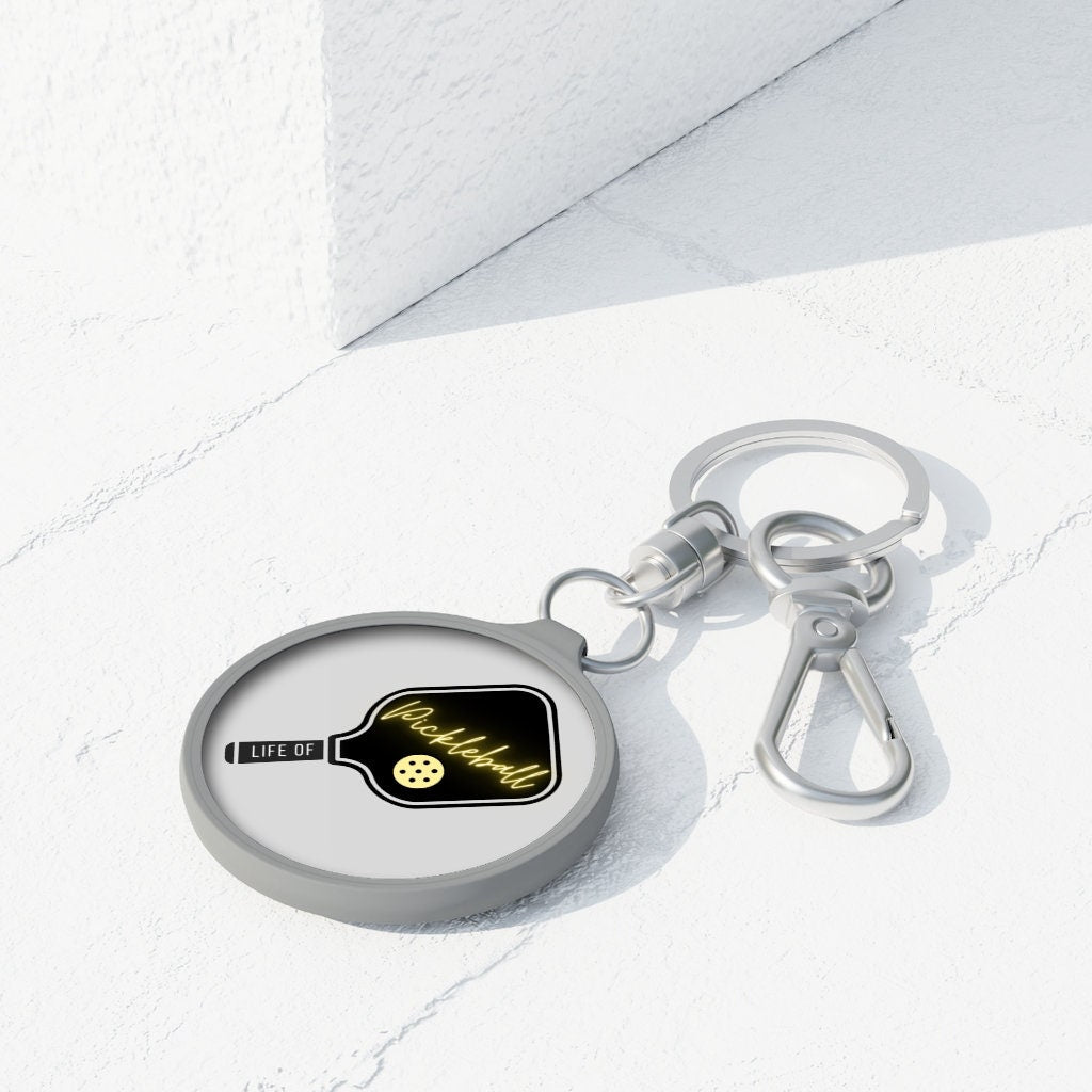 Life of Pickleball Keychain | Cute Pickleball Gifts | Gray Round Keyring Tag for Keys | Pickleball Accessories