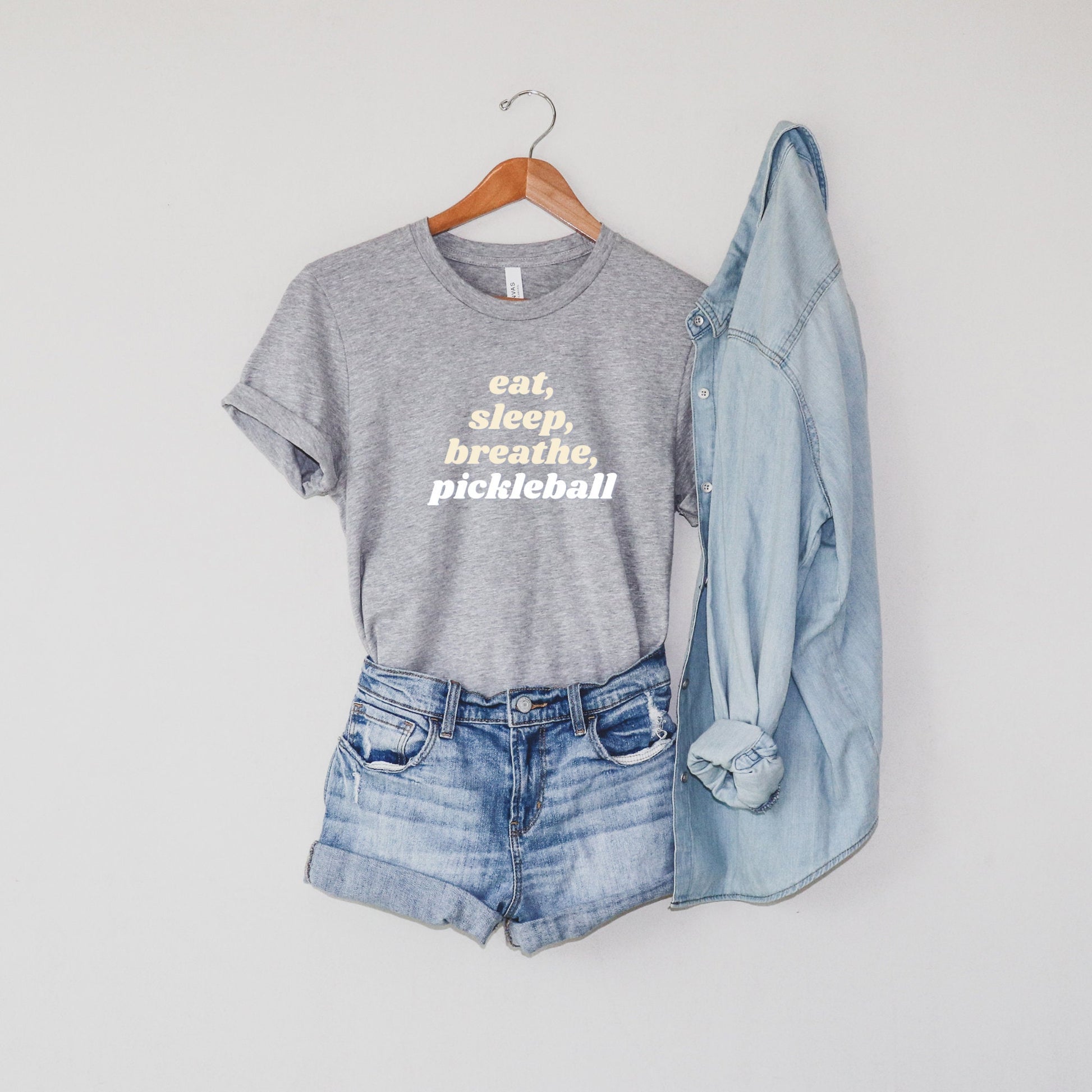 Eat, Sleep, Breathe Pickleball T-Shirt | Cute Pickleball Short Sleeve Tee | Modern Unisex Pickleball Shirt | Best Pickleball Apparel & Gifts