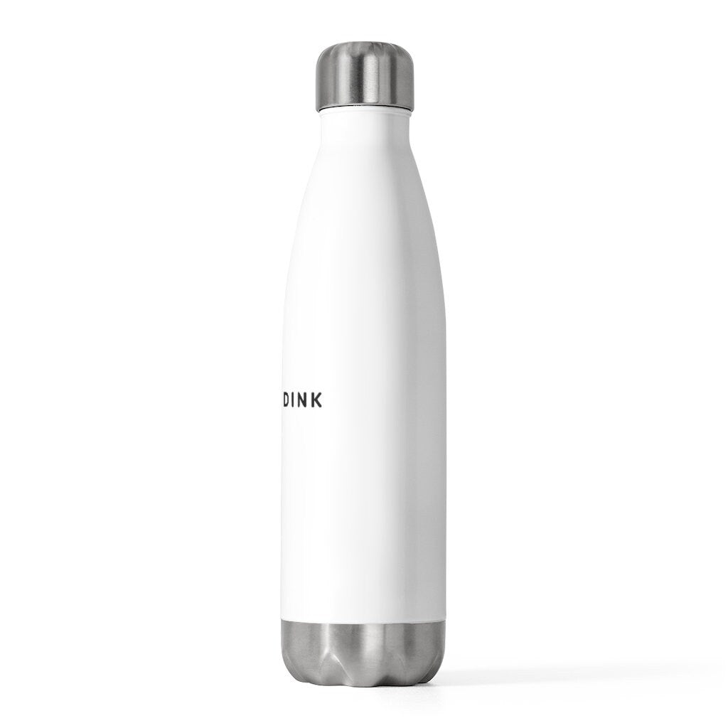 Stop and Dink Pickleball Water Bottle | White 20oz Insulated Sports Water Bottle | Best Pickleball Gifts