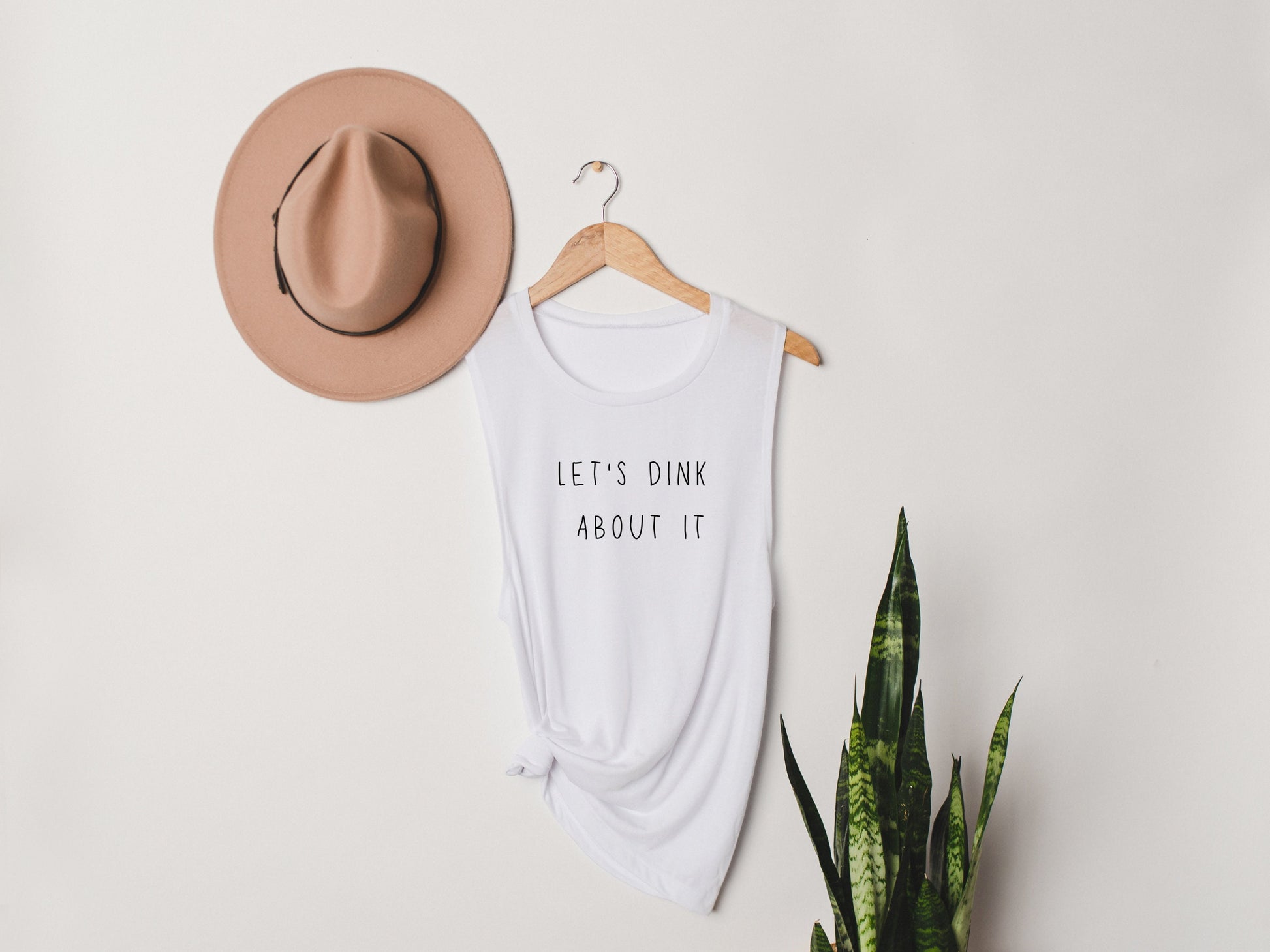 Let's Dink About It Pickleball Tank Top | Pickleball Tees & Shirts | Women's Flowy Scoop Muscle Tank | Pickleball Puns and Gifts