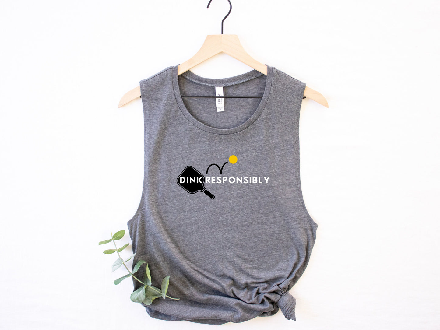 Dink Responsibly Pickleball Tank Top | Punny Pickleball Tee | Women's Flowy Scoop Muscle Tank | Best Pickleball Gift | Ladies Sports Apparel