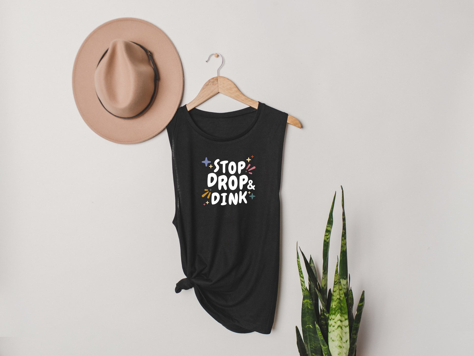 Stop, Drop, and Dink Pickleball Tank Top | Pickleball Tees | Women's Flowy Scoop Muscle Tank | Best Pickleball Gifts | Ladies Athletic Shirt