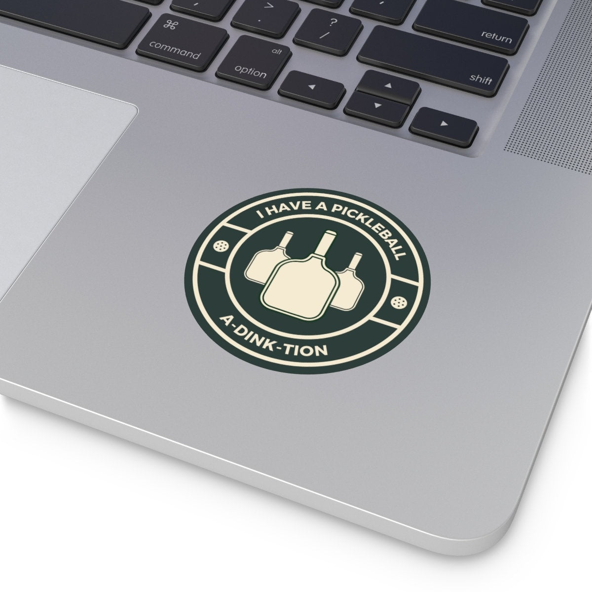I Have a Pickleball A-dink-tion Round Vinyl Sticker | Punny Pickleball Stickers | Modern Pickleball Gifts