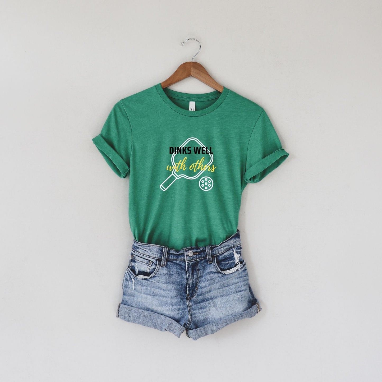 Dinks Well With Others T-Shirt | Modern Pickleball Short Sleeve Unisex Tees | Women's and Men's Pickleball Shirt | Best Pickleball Gifts