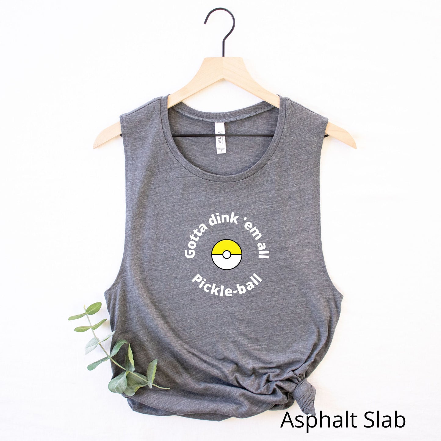 Gotta Dink 'Em All Pickle-ball Tank Top | Pokemon Gotta Catch Them All Punny Tank | Funny Pickle ball Tees | Women's Flowy Scoop Muscle Tank