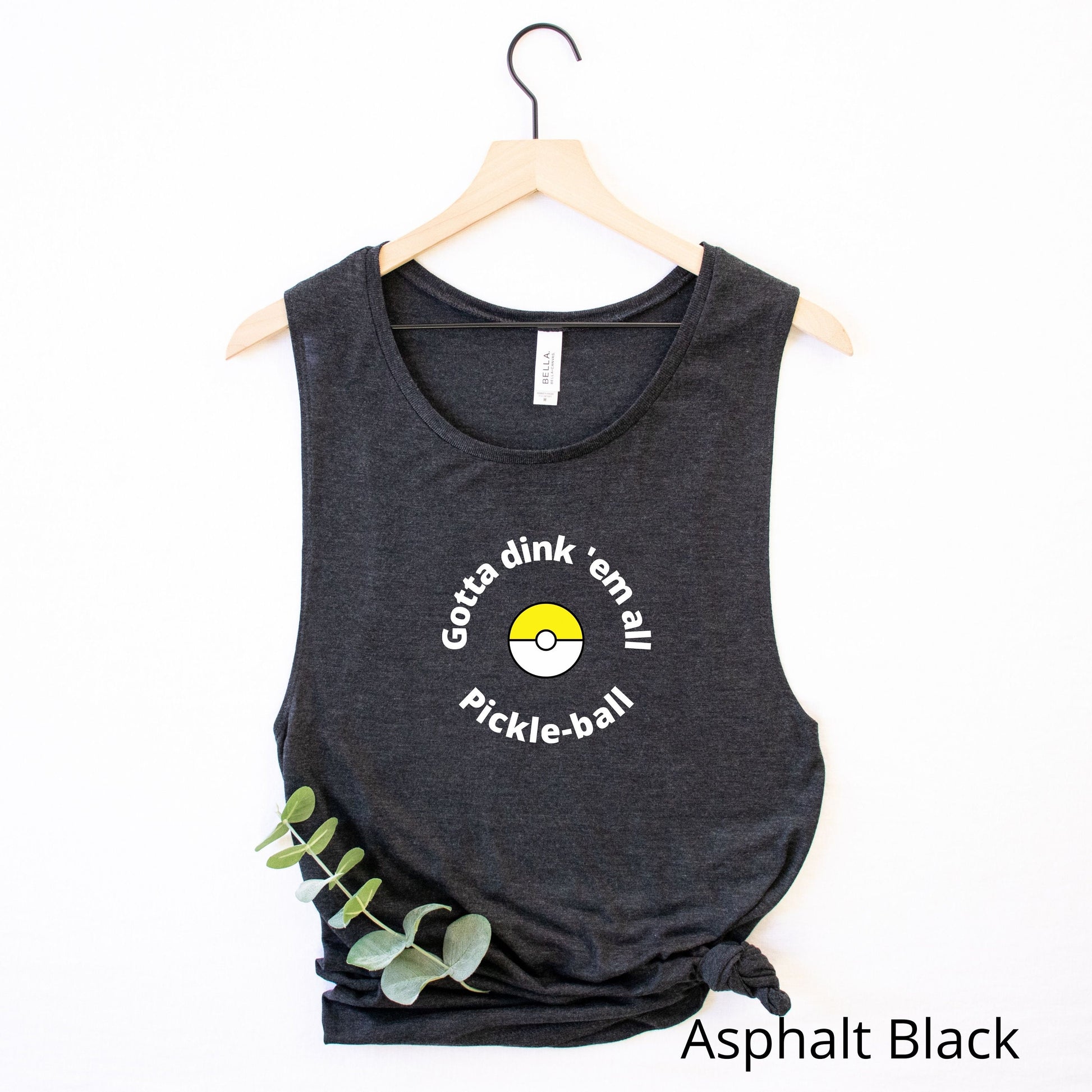 Gotta Dink 'Em All Pickle-ball Tank Top | Pokemon Gotta Catch Them All Punny Tank | Funny Pickle ball Tees | Women's Flowy Scoop Muscle Tank
