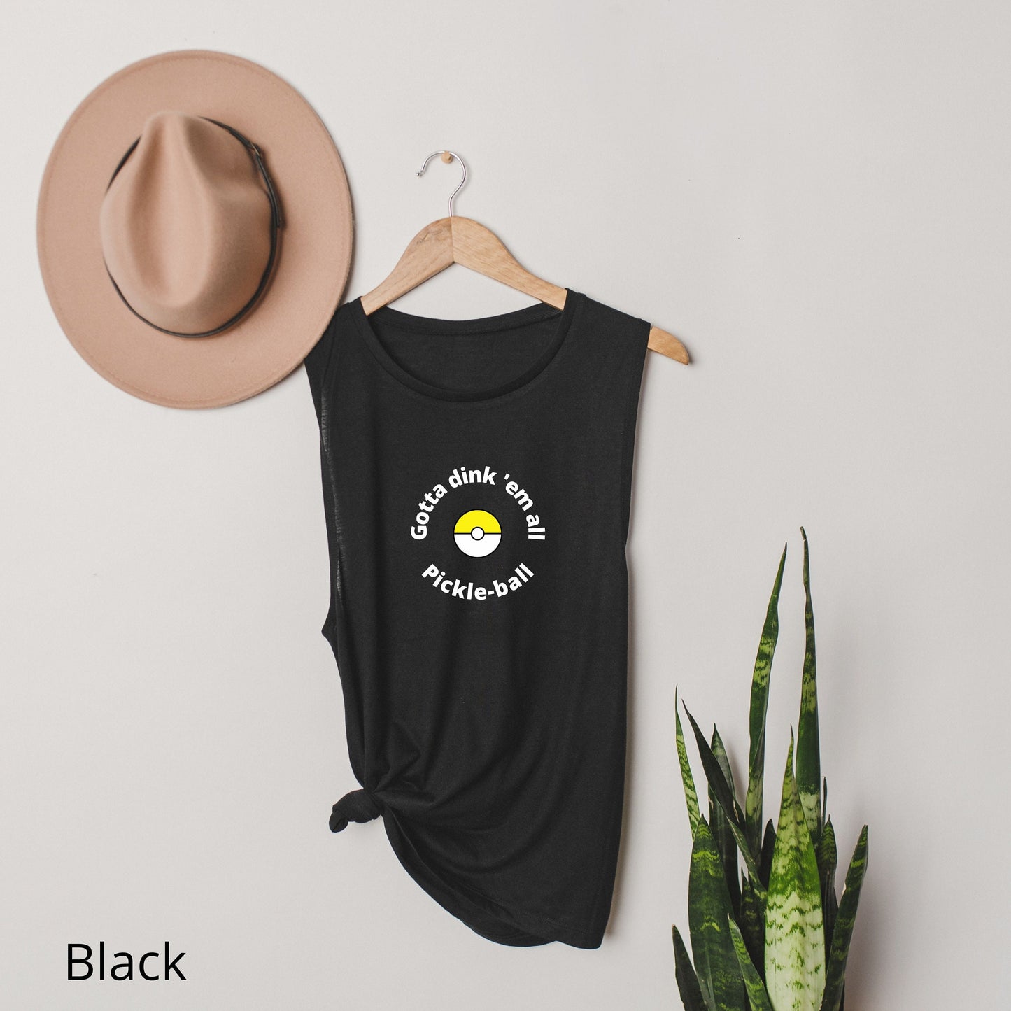 Gotta Dink 'Em All Pickle-ball Tank Top | Pokemon Gotta Catch Them All Punny Tank | Funny Pickle ball Tees | Women's Flowy Scoop Muscle Tank