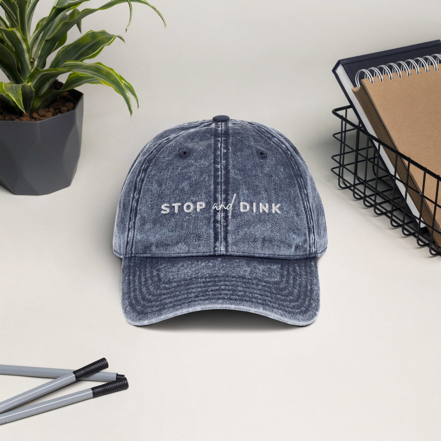Stop and Dink Pickleball Hat | Vintage Cotton Twill Cap | Punny Unisex Pickle ball Hats | Modern Pickleball Apparel | Best Pickleball Gifts