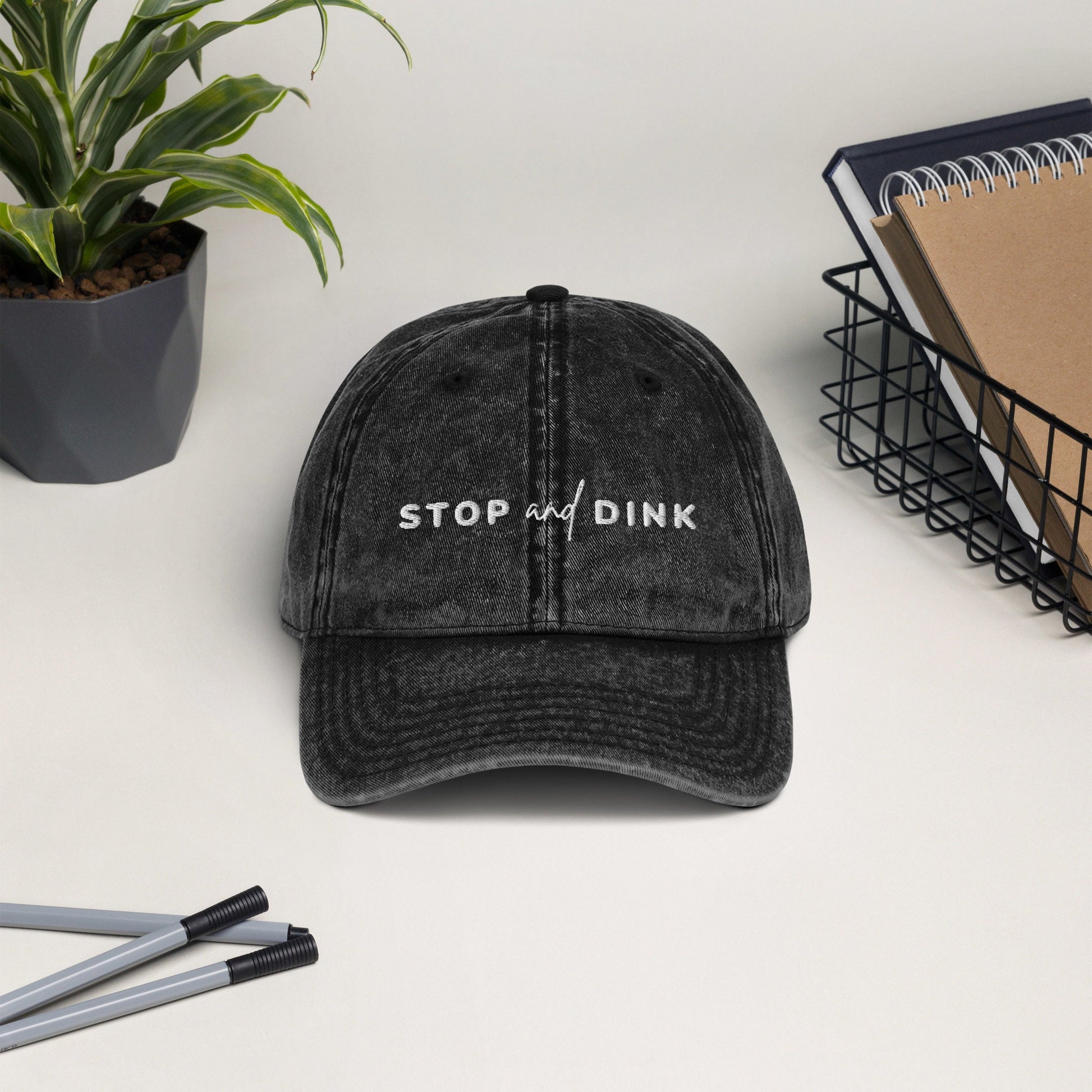 Stop and Dink Pickleball Hat | Vintage Cotton Twill Cap | Punny Unisex Pickle ball Hats | Modern Pickleball Apparel | Best Pickleball Gifts