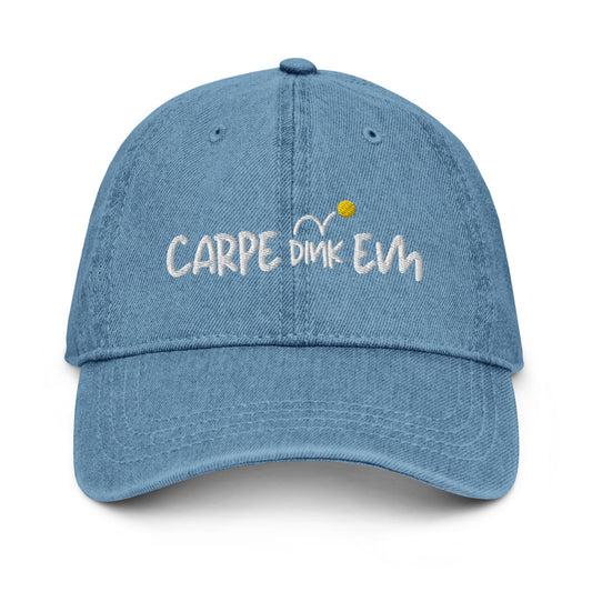 Carpe Dink Em Pickleball Denim Hat | Punny Pickleball Cap | Modern Pickleball Hat | Best Pickleball Gifts | Pickleball Apparel
