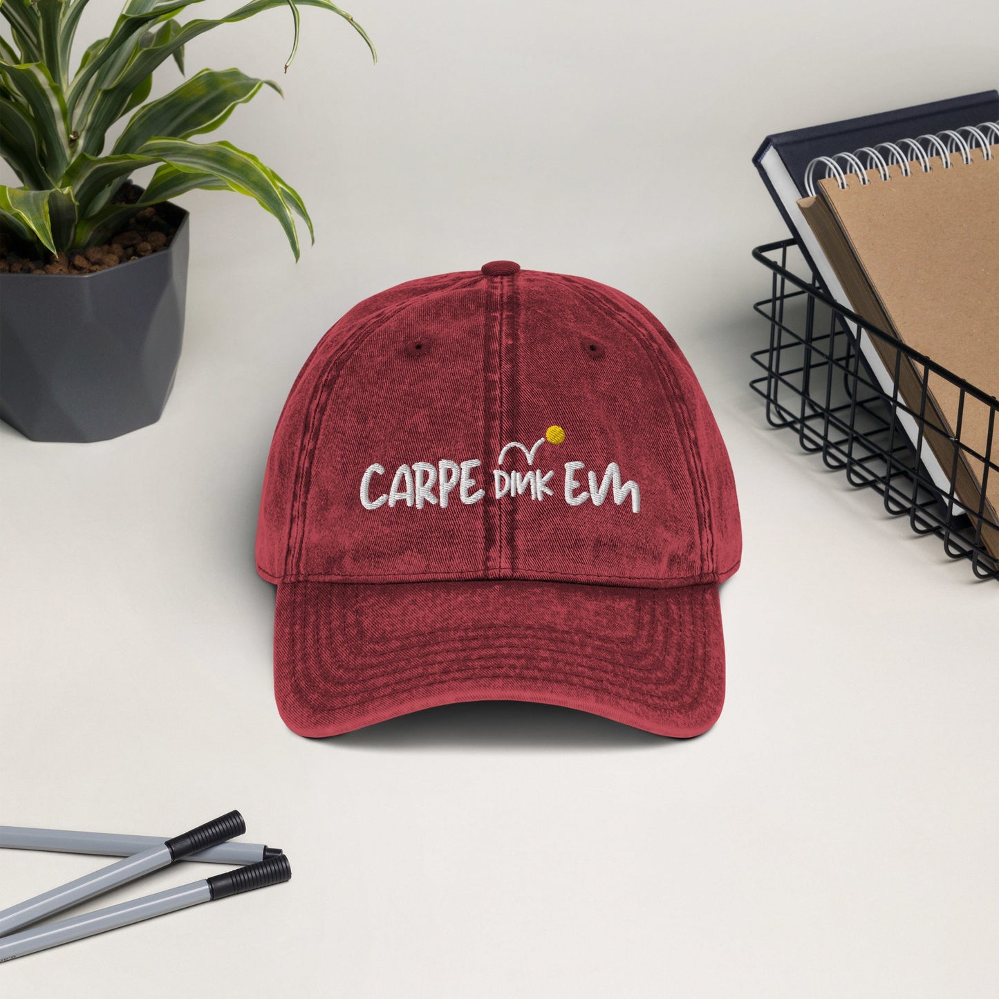 Carpe Dink Em Pickleball Vintage Cotton Twill Cap | Punny Pickleball Hat | Modern Pickleball Apparel | Best Pickleball Gifts | Unisex Hat