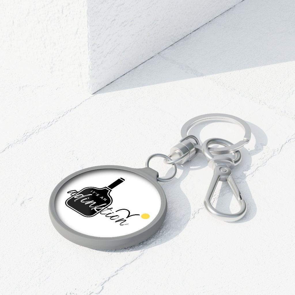It's an Adinktion Pickleball Keychain | Cute Punny Pickle ball Gifts | Modern Gray Round Keyring Tag for Keys | Best Pickleball Accessories