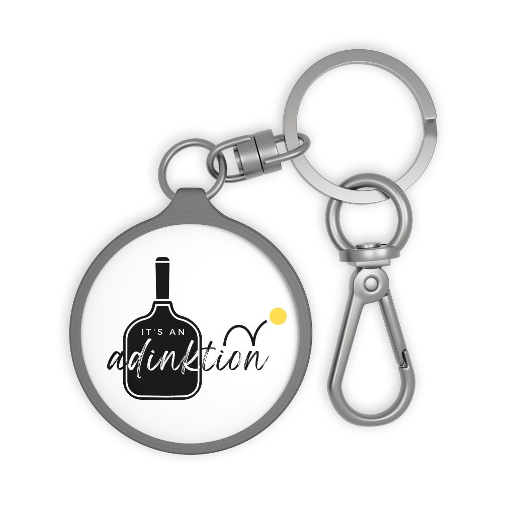 It's an Adinktion Pickleball Keychain | Cute Punny Pickle ball Gifts | Modern Gray Round Keyring Tag for Keys | Best Pickleball Accessories