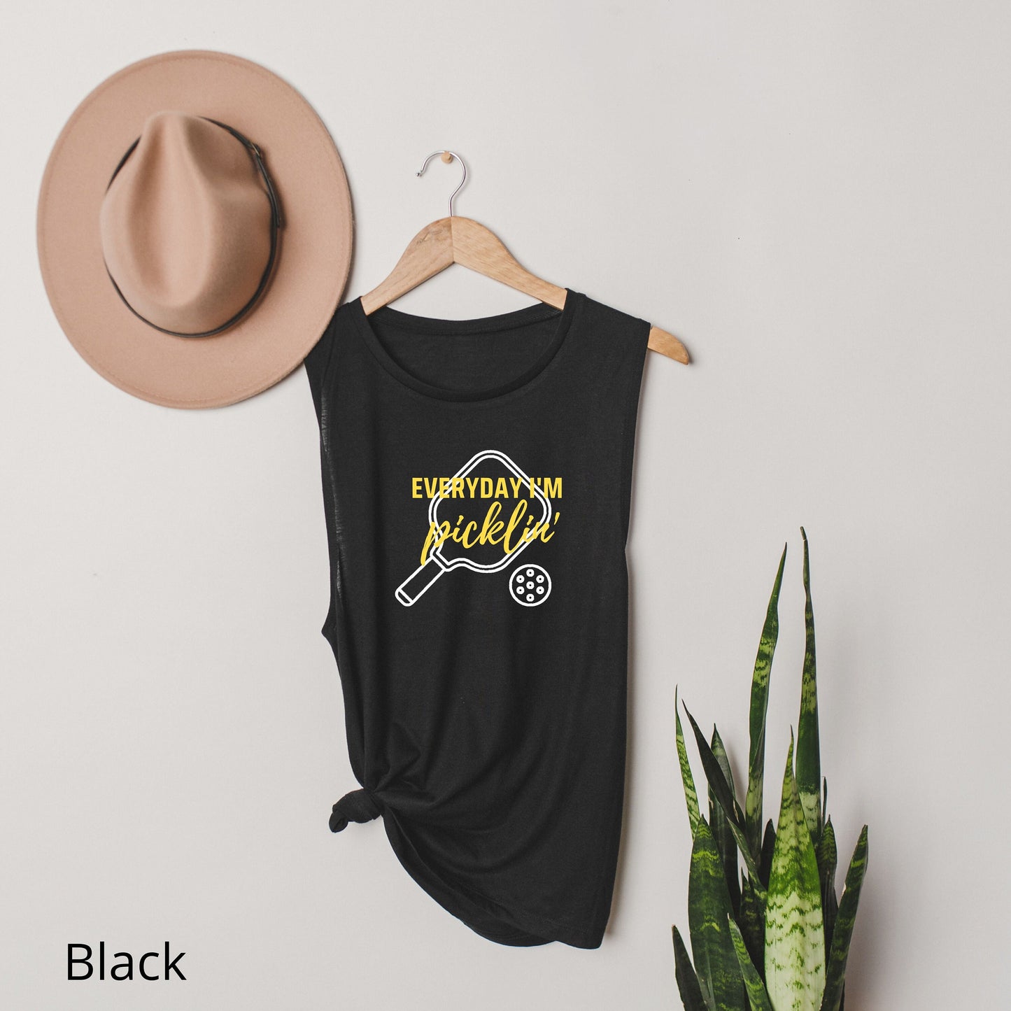 Everyday I'm Picklin' Pickle-ball Tank Top | Modern Punny Pickleball Tees | Women's Flowy Scoop Muscle Tank | Best Pickleball Gifts Apparel
