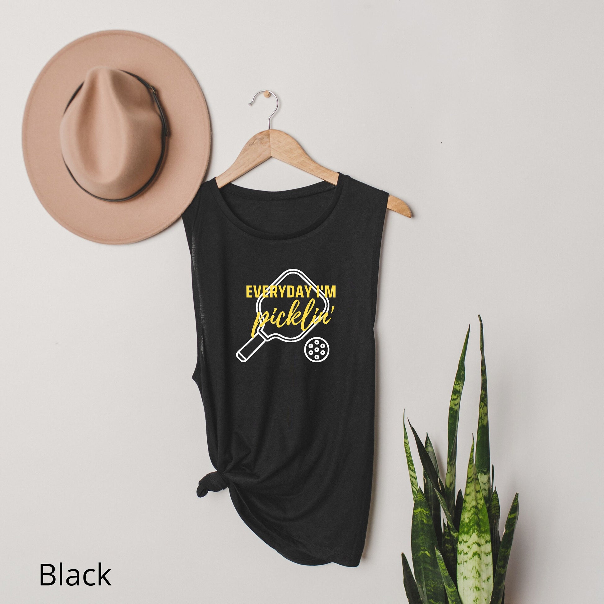 Everyday I'm Picklin' Pickle-ball Tank Top | Modern Punny Pickleball Tees | Women's Flowy Scoop Muscle Tank | Best Pickleball Gifts Apparel