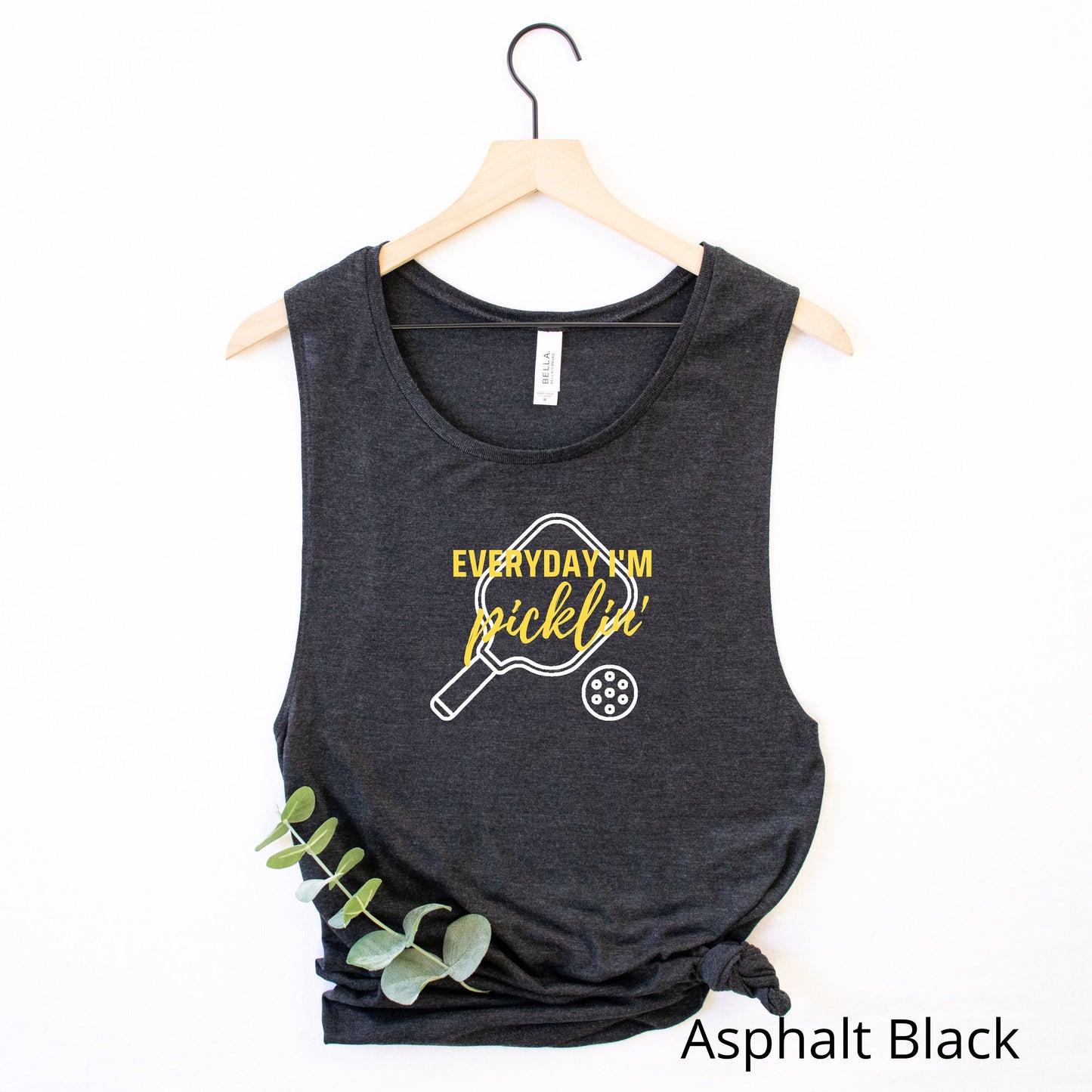 Everyday I'm Picklin' Pickle-ball Tank Top | Modern Punny Pickleball Tees | Women's Flowy Scoop Muscle Tank | Best Pickleball Gifts Apparel