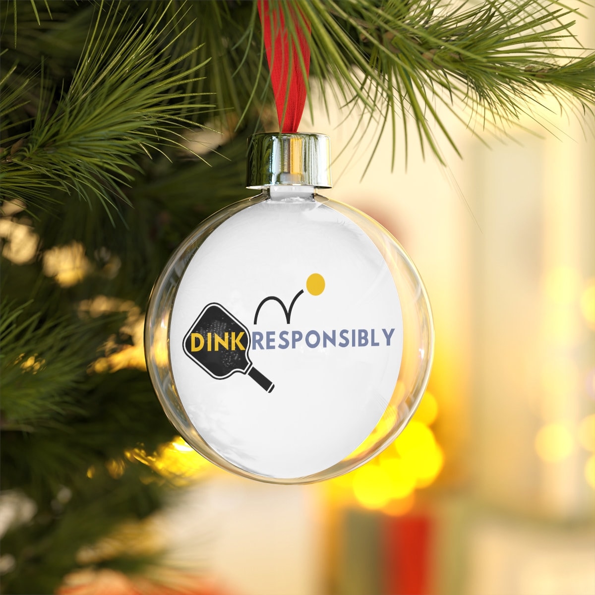 Dink Responsibly Pickleball Ornament for Christmas | Pickle Ball Holiday Gifts | Christmas Baubles | Xmas Decorations for Pickle