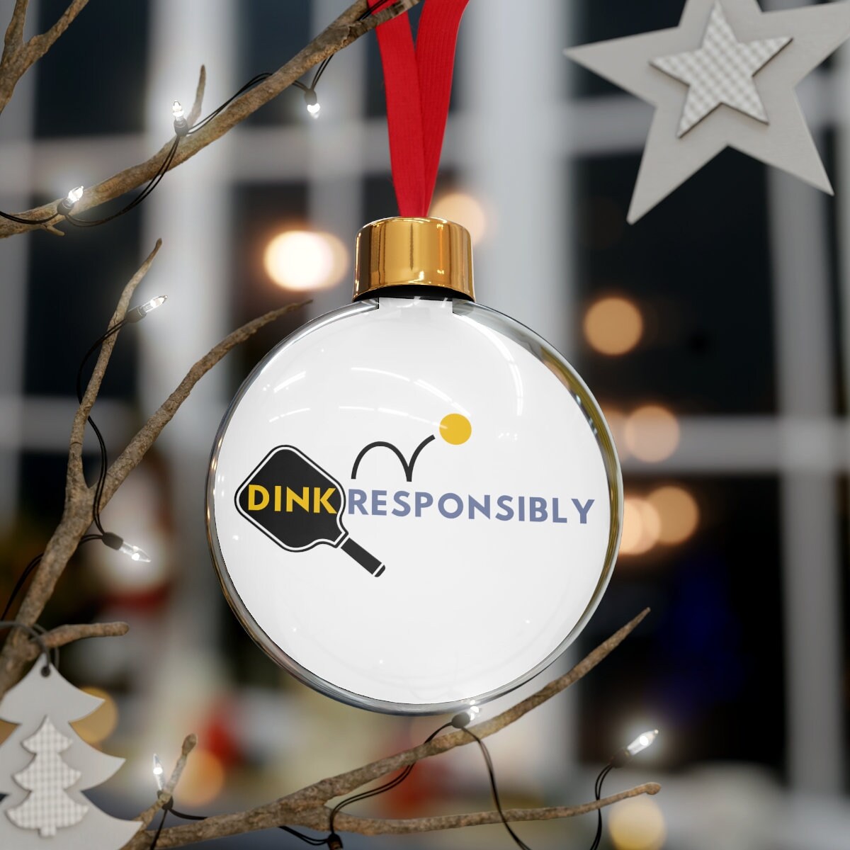 Dink Responsibly Pickleball Ornament for Christmas | Pickle Ball Holiday Gifts | Christmas Baubles | Xmas Decorations for Pickle