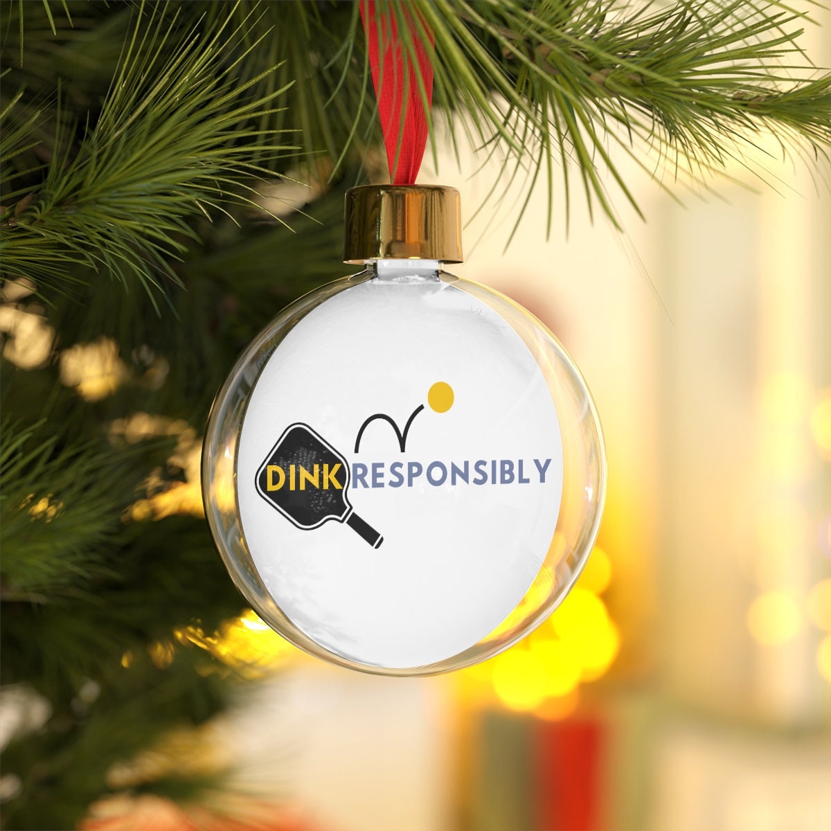 Dink Responsibly Pickleball Ornament for Christmas | Pickle Ball Holiday Gifts | Christmas Baubles | Xmas Decorations for Pickle
