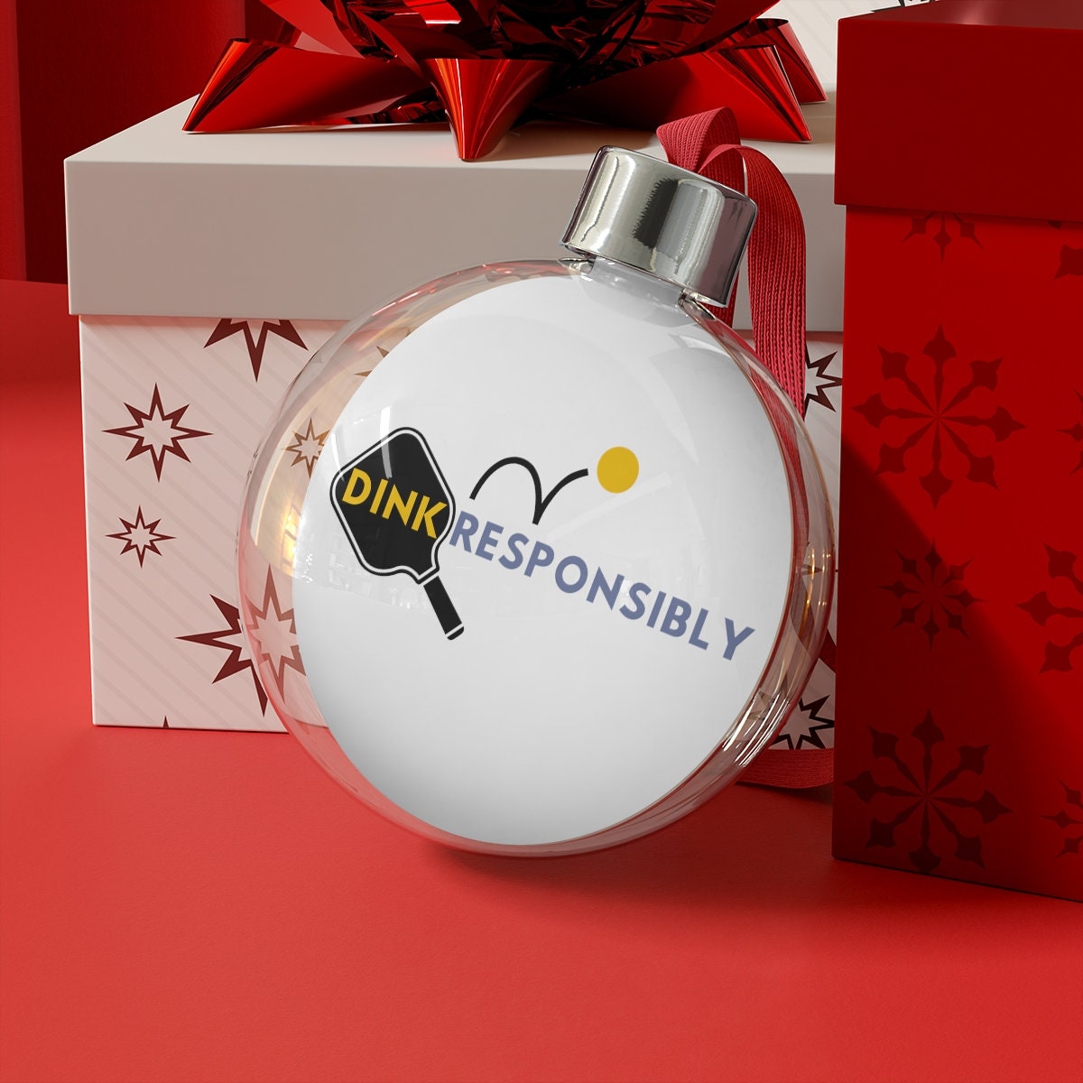 Dink Responsibly Pickleball Ornament for Christmas | Pickle Ball Holiday Gifts | Christmas Baubles | Xmas Decorations for Pickle