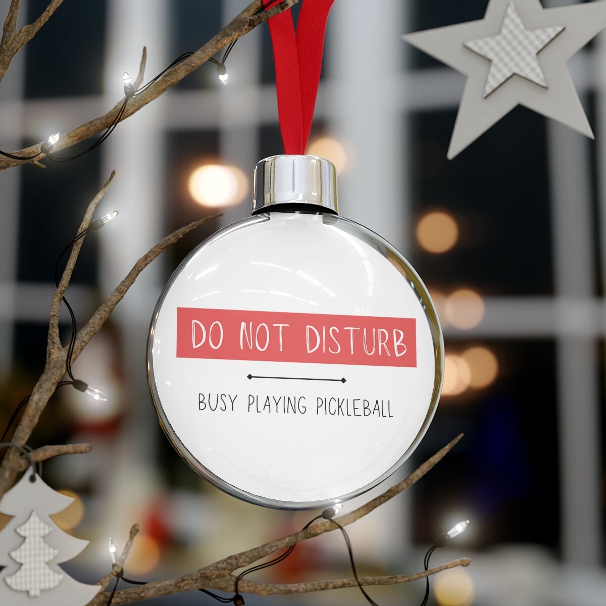 Do Not Disturb Busy Playing Pickleball Ornament for Christmas | Pickle Ball Holiday Gifts | Christmas Baubles | Xmas Decorations for Pickle