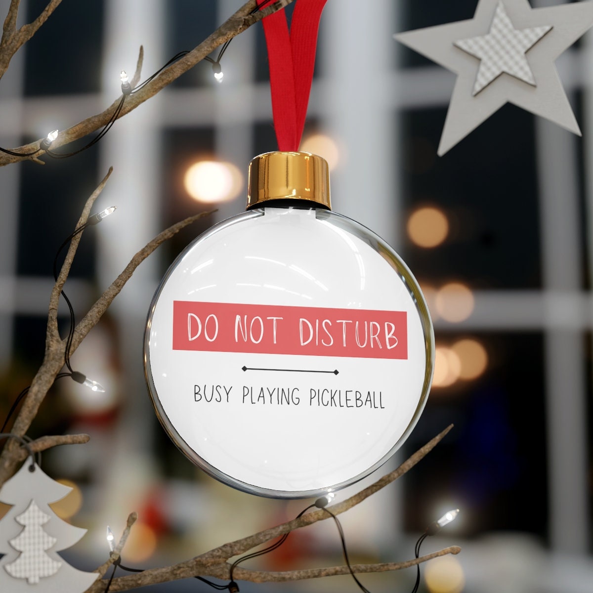 Do Not Disturb Busy Playing Pickleball Ornament for Christmas | Pickle Ball Holiday Gifts | Christmas Baubles | Xmas Decorations for Pickle