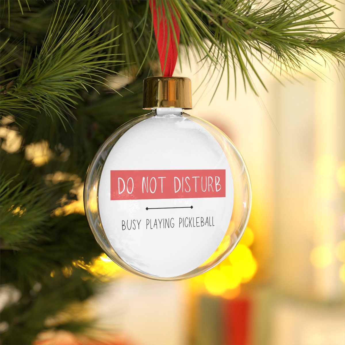Do Not Disturb Busy Playing Pickleball Ornament for Christmas | Pickle Ball Holiday Gifts | Christmas Baubles | Xmas Decorations for Pickle