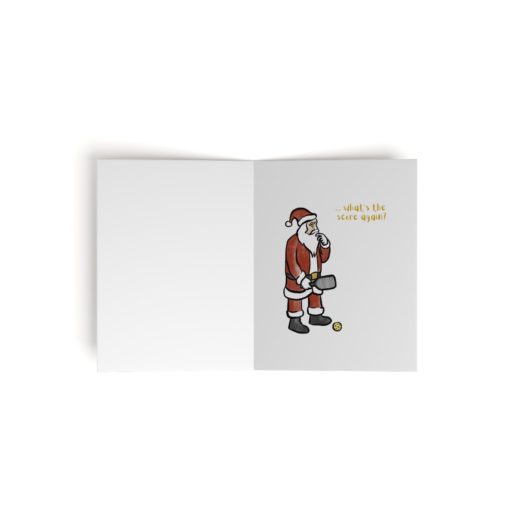Ho Ho Hold On... What's the Score Again? Funny Pickleball Christmas Greeting Card | Pickleball Puns | Pickleball Santa Xmas Holiday Cards