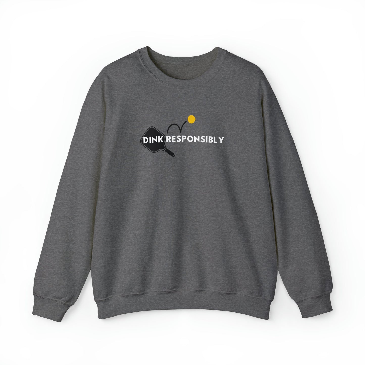 Dink Responsibly Unisex Heavy Blend™ Crewneck Sweatshirt | Punny Pickleball Sweater | Women's Pickleball Sweatshirt Clothing
