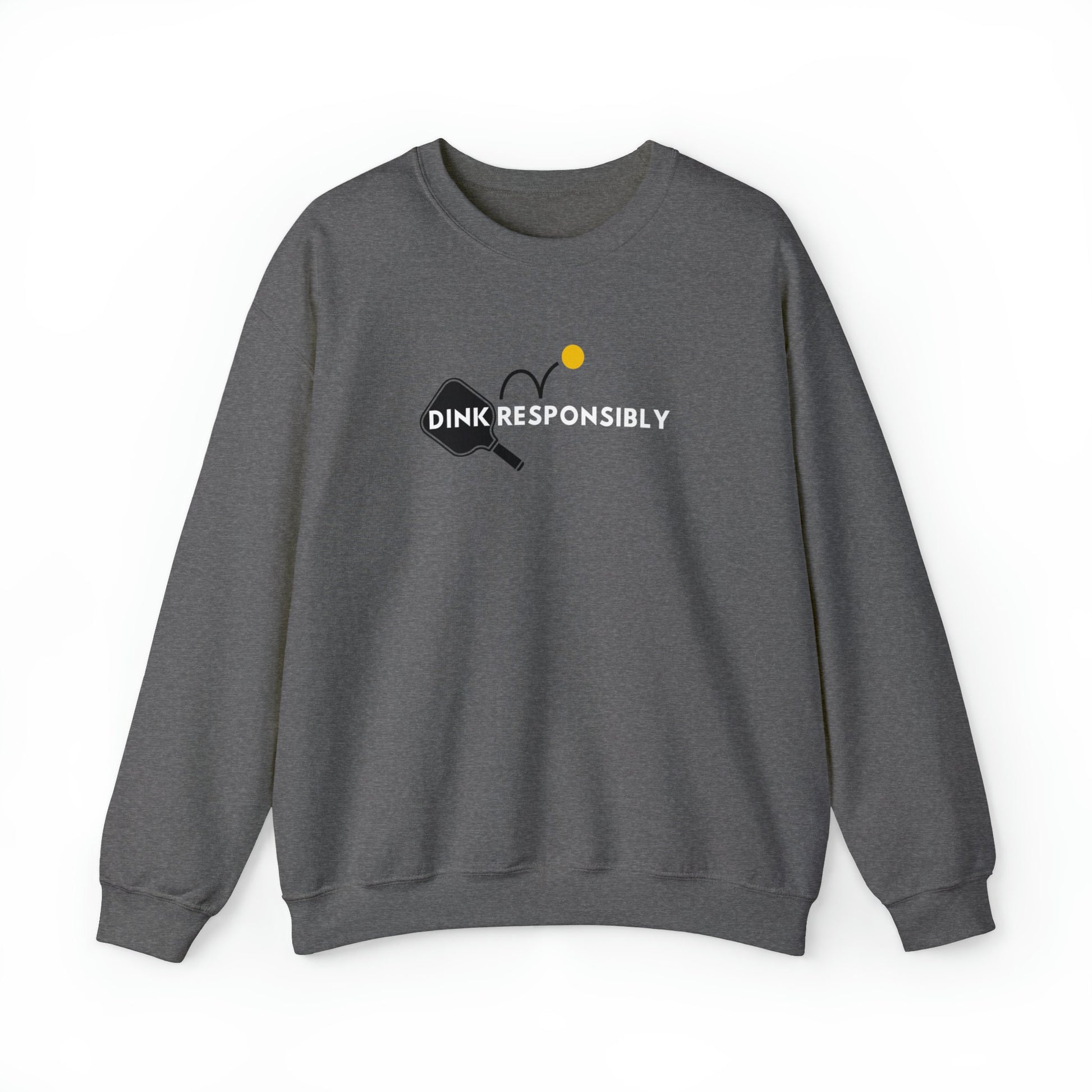 Dink Responsibly Unisex Heavy Blend™ Crewneck Sweatshirt | Punny Pickleball Sweater | Women's Pickleball Sweatshirt Clothing