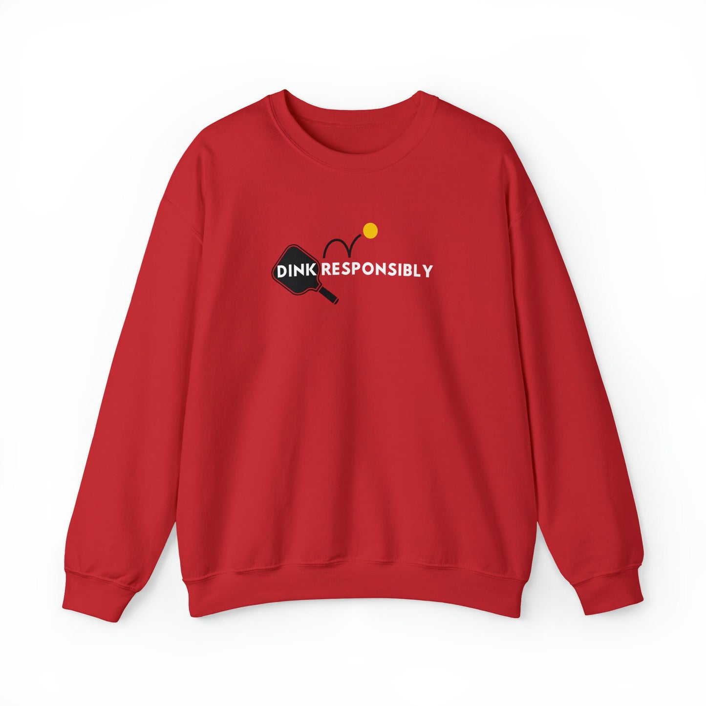 Dink Responsibly Unisex Heavy Blend™ Crewneck Sweatshirt | Punny Pickleball Sweater | Women's Pickleball Sweatshirt Clothing