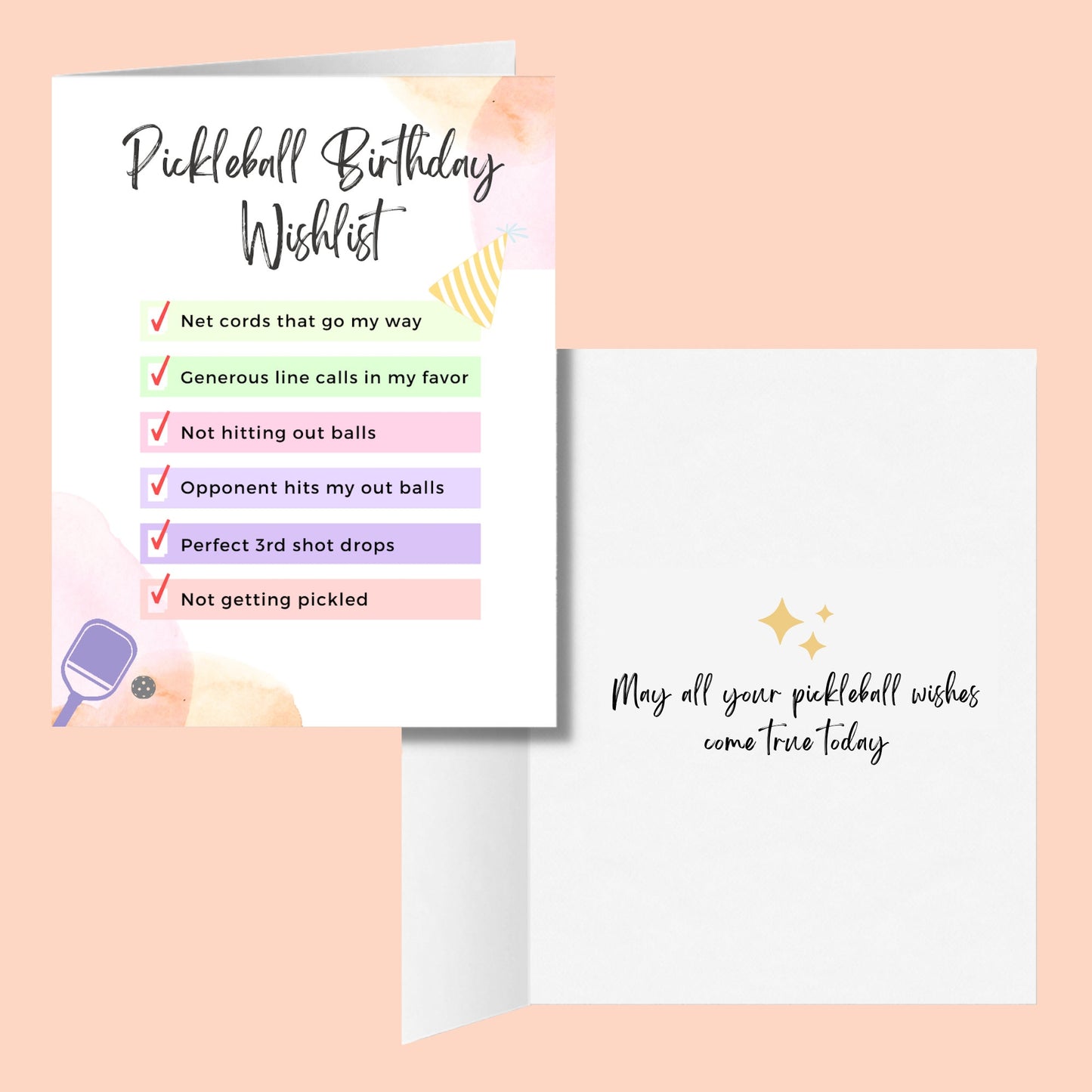 Pickleball Birthday Wishlist Greeting Card