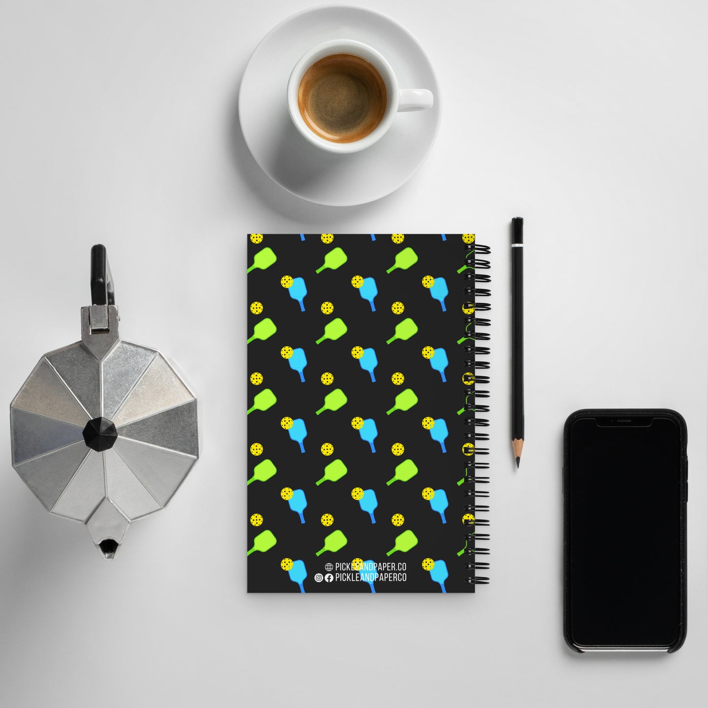 Modern Pickleball Paddle Spiral Notebook | Dotted Pickleball Journal